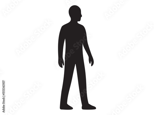 Minimal black silhouette icon of walking teenager isolated on white background. Concept of adolescence, youth activity, teen lifestyle, personal development, male student, young man