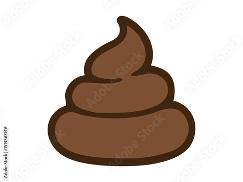 Brown poop icon, graphic illustration of stylized feces symbol, isolated on white background. concept of humor, icon, decor, design element, art, cartoon style