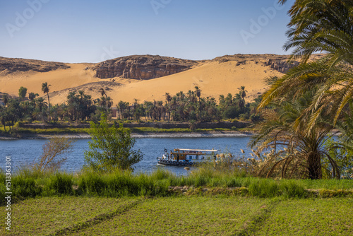 Fields on the right bank of the Nile river, upper Egypt