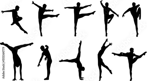 Simple Male Gymnast Silhouette Pose EPS Vector Template
