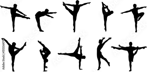 Simple Male Gymnast Silhouette Pose EPS Vector Template
