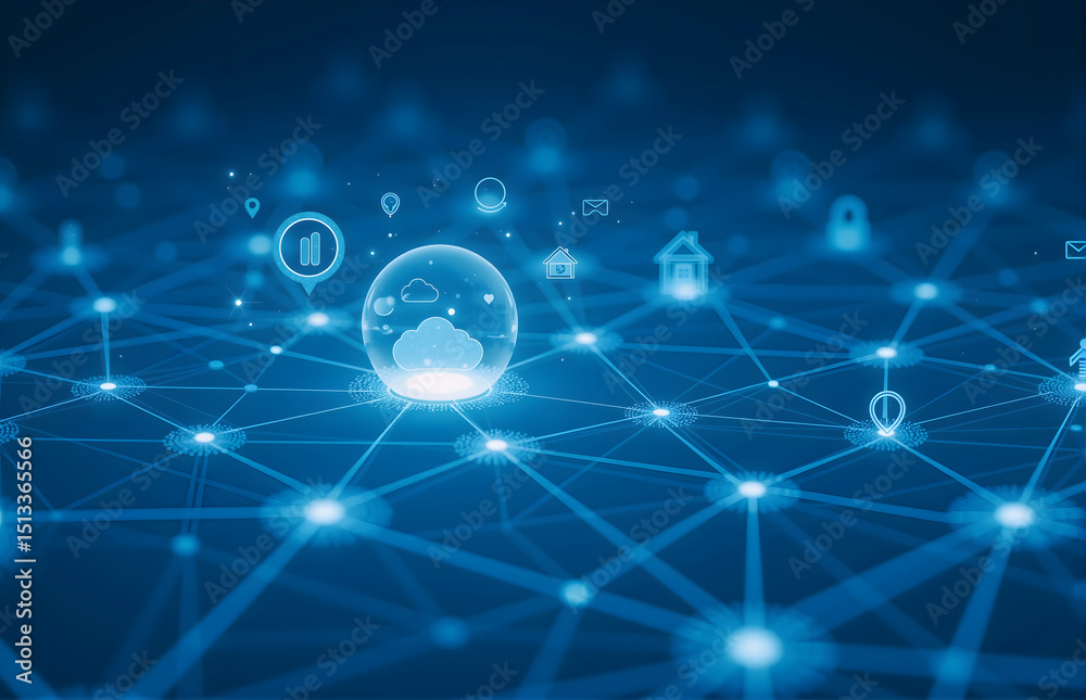 Obraz premium Technological Network with Cloud Elements