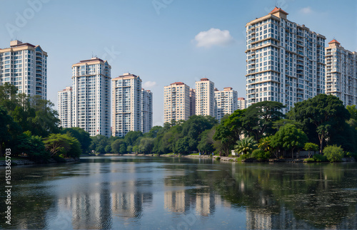 Lake - side High - rises and Greenery Landscape