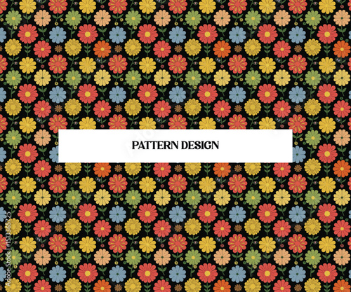 Seamless Floral Pattern with Hand-Drawn Leaves and Blooms – Vintage Botanical Background