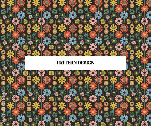 Seamless Floral Pattern with Hand-Drawn Leaves and Blooms – Vintage Botanical Background