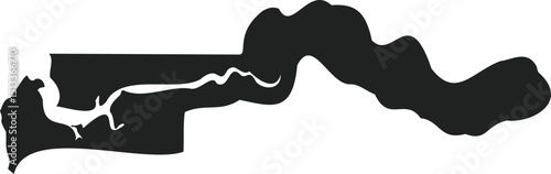 Simple Black Layout of Gambia Isolated on White Background