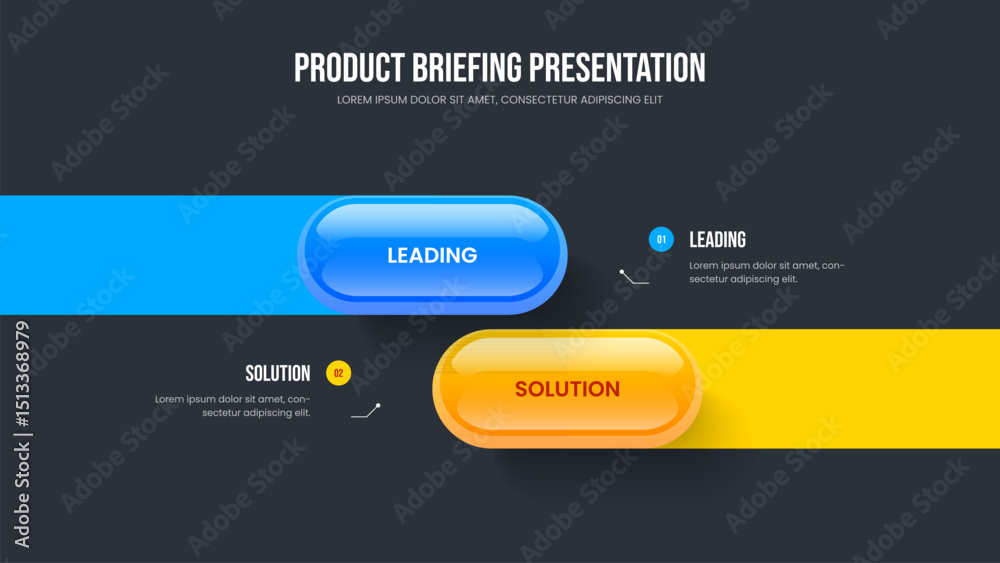 Obraz premium Service Forecast Presentation Layout Vector Illustration. Professional Briefing Two Option Diagram Slideshow Design. Project Strategy 2 Step Infographic Frame Template.