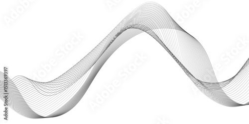 black gradient curve shape isolated on white background, medical folded bandage line, abstract grey wave lines on transparent background,  Luxury abstract geometric background design .