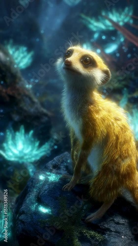 Wallpaper Mural Golden Meerkat in a Bioluminescent Forest Torontodigital.ca