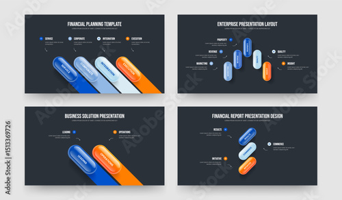Sales Development 4 5 2 3 Element Diagram Frame Template Bundle. Digital Forecast Four Five Two Three Option Infographic Slideshow Design Vector Illustration Collection.