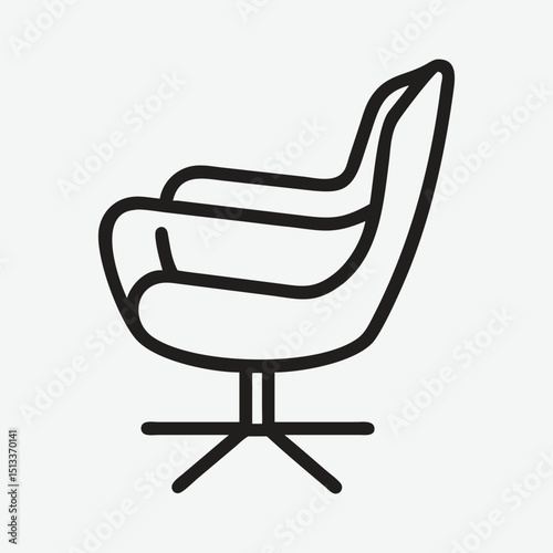 Elegant Danish Modern Chair Icon in Minimal Line Art Style.