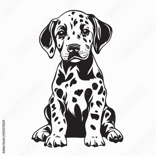 Cute Dalmatian puppy looking into camera Image vector isolated on white background.