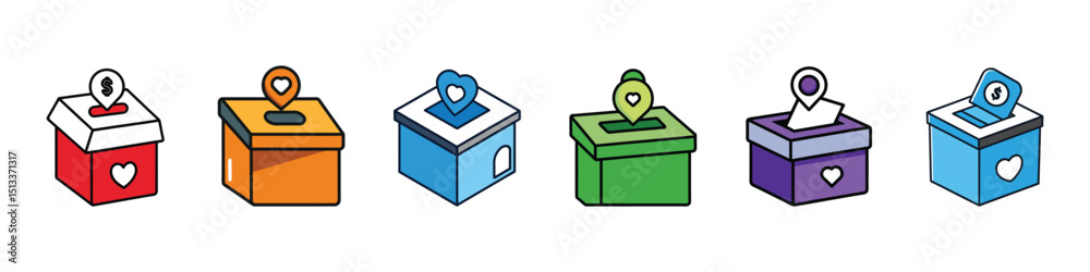 Fototapeta premium Charity Donation Box Icon Representing Giving, Fundraising, and Social Support