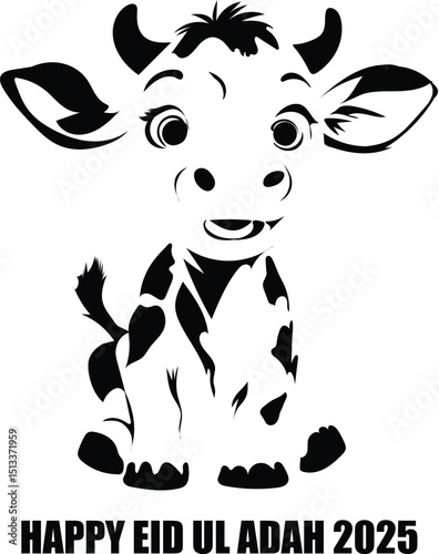 cut cow baby Eid al-Adha 2025v vector format 
