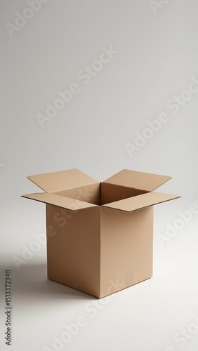Open Cardboard Box on White Background