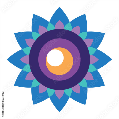 flat color moonlight ring mandala design