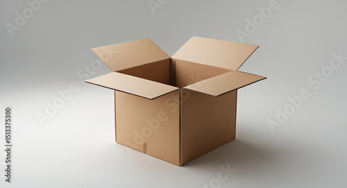 Open Cardboard Box on White Background