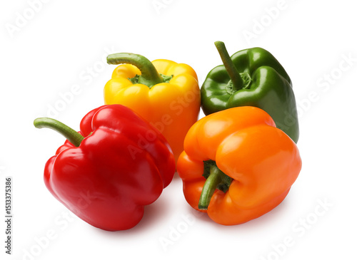 Fresh colorful bell peppers isolated on white