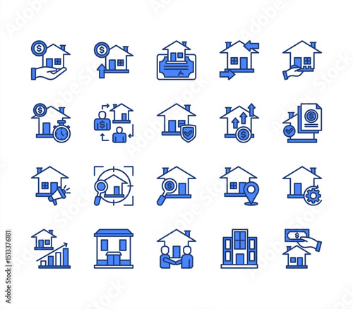 Real estate icon collection set. Containing property, personal, location, buildings, housing, residential, apartment icon. Simple line vector.