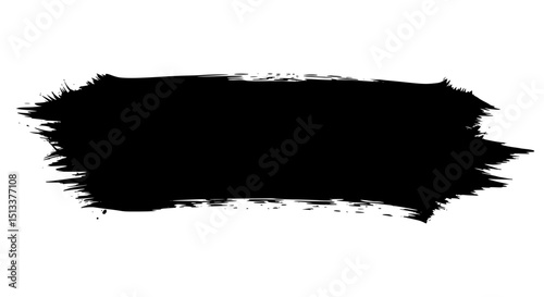 Abstract black ink silhouette brush stroke isolated on transparent background