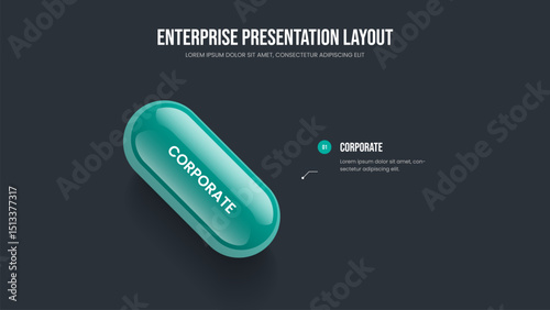 Enterprise Profile One Step Diagram Presentation Template. Advertising Performance 1 Option Infographic Frame Layout. Consulting Visualization Slideshow Design Vector Illustration.
