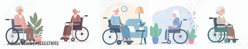 vector of a grandmother using a wheelchair