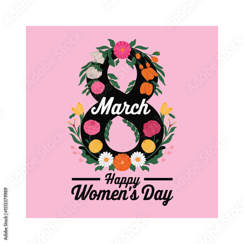 Happy Women's Day Floral T-Shirt Design