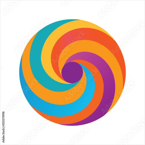 flat color spiral curve mandala design
