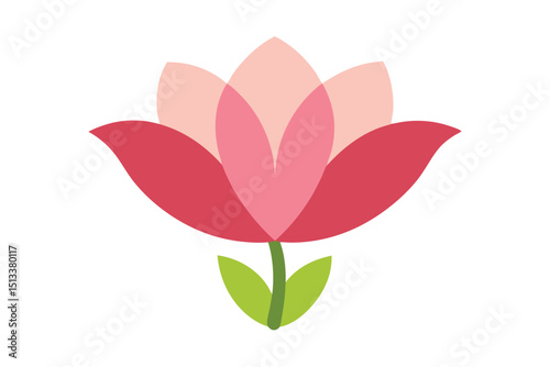 Quiet petal soft floral element with silent minimalism on white background