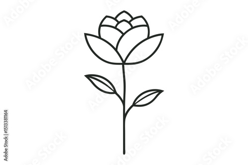 Thin line flower in minimal continuous stroke on white background vector illustration