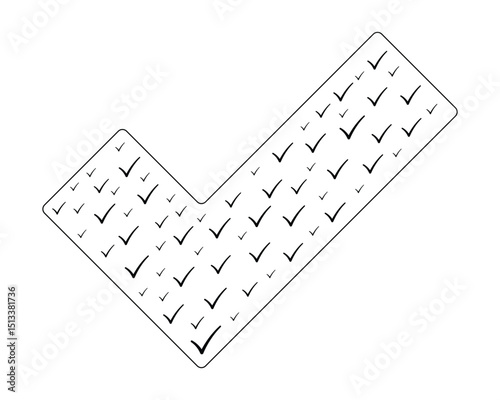 Check Mark Vector Illustration made of smaller check marks, representing approval, and isolated on a white background.