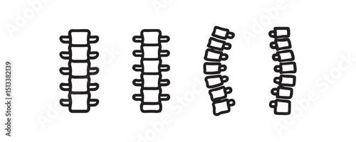 Human spine anatomy illustration showing different curvatures and vertebrae arrangements.