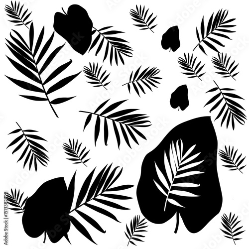 Seamless Leaf Pattern in Silhouette Style