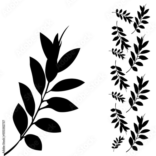 Elegant Botanical Leaf and Wreath Silhouettes Set