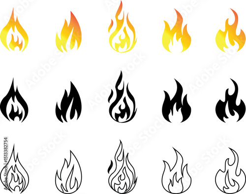 Flame Icon Fire Design Element Symbol, Editable Vector