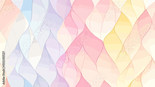 Abstract geometric pattern in soft pastel colors with wavy shapes  