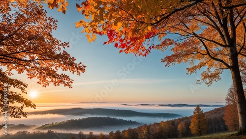 A breathtaking view of hills under a golden sunrise.