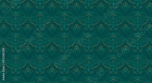 Floral Pattern in Green and Gold