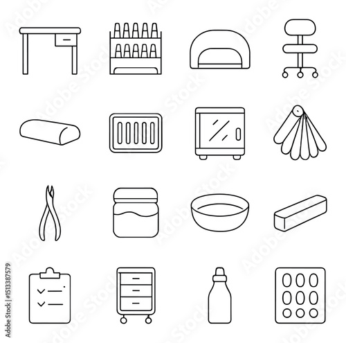 Beauty salon and spa icon collection: sleek linear style for wellness graphics