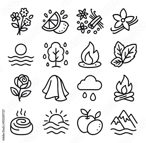Nature and wellness linear icon collection. spa and relaxation symbols set