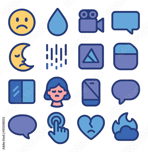Mood and emotion icon collection in flat style. feelings and expression graphic set