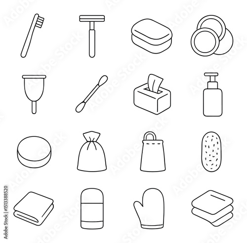 Personal care icons collection: linear and silhouette set for hygiene and wellness