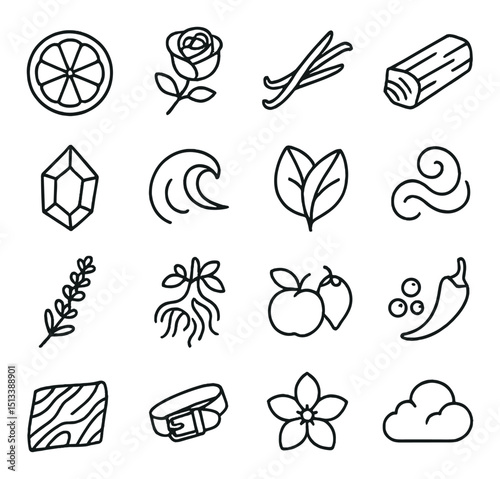 Nature and organic flat icon collection. eco, botanical, and wellness symbols set