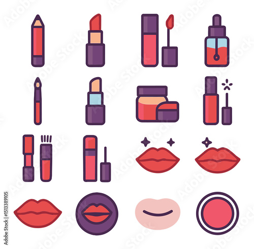 Beauty and makeup linear style icon collection. cosmetic, skincare symbols set