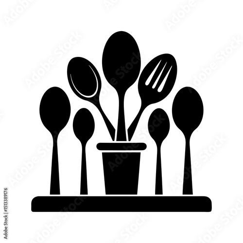 dining table spoon set vector silhouette