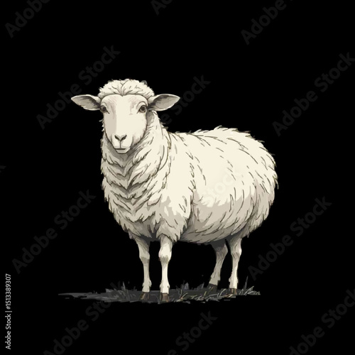 goat on a black background