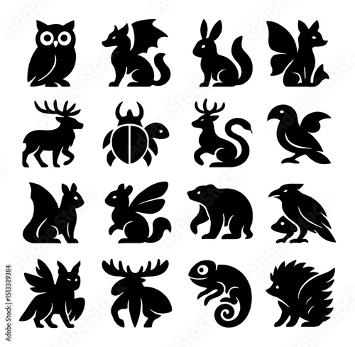 Animal silhouette icon collection. wildlife, nature and fauna design set
