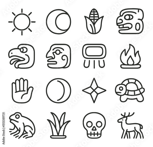 Ancient civilizations linear style icon collection. history, culture, heritage symbols