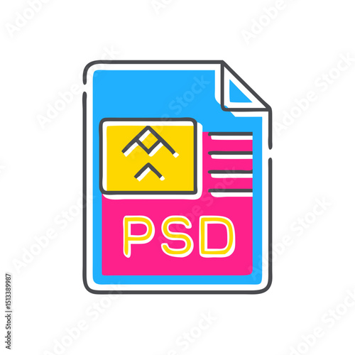 File icon representing PSD format with colorful design  