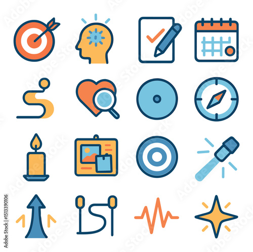 Business and productivity icon collection in linear style. work, planning, office set